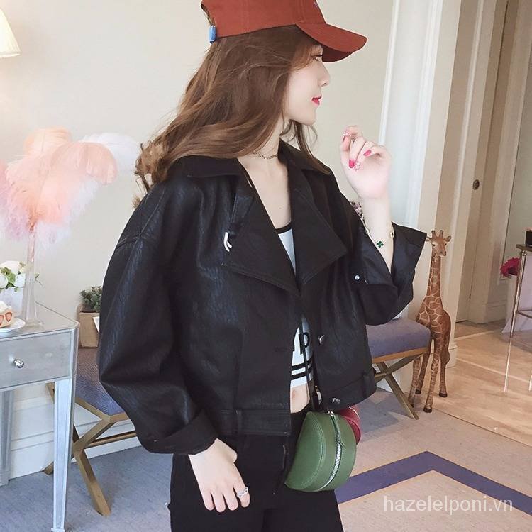 Áo khoác da dáng ngắn phong cách Hàn Quốc cổ điển thời trang mùa thu 2021 dành cho nữ