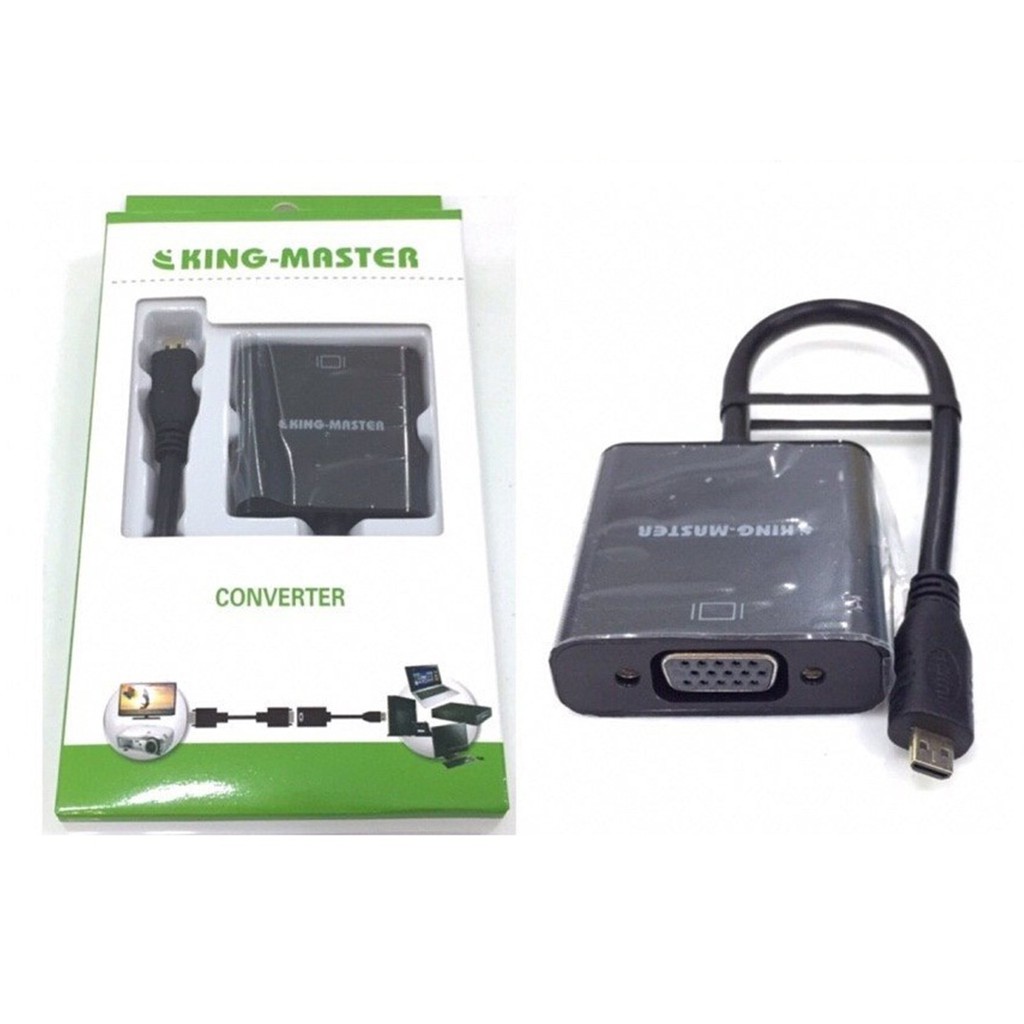 Cáp Micro HDMI (K) -&gt; VGA (L) KM KY H 123B, Cáp chuyển đổi từ micro HDMI sang Vga Kingmaster KY H123B