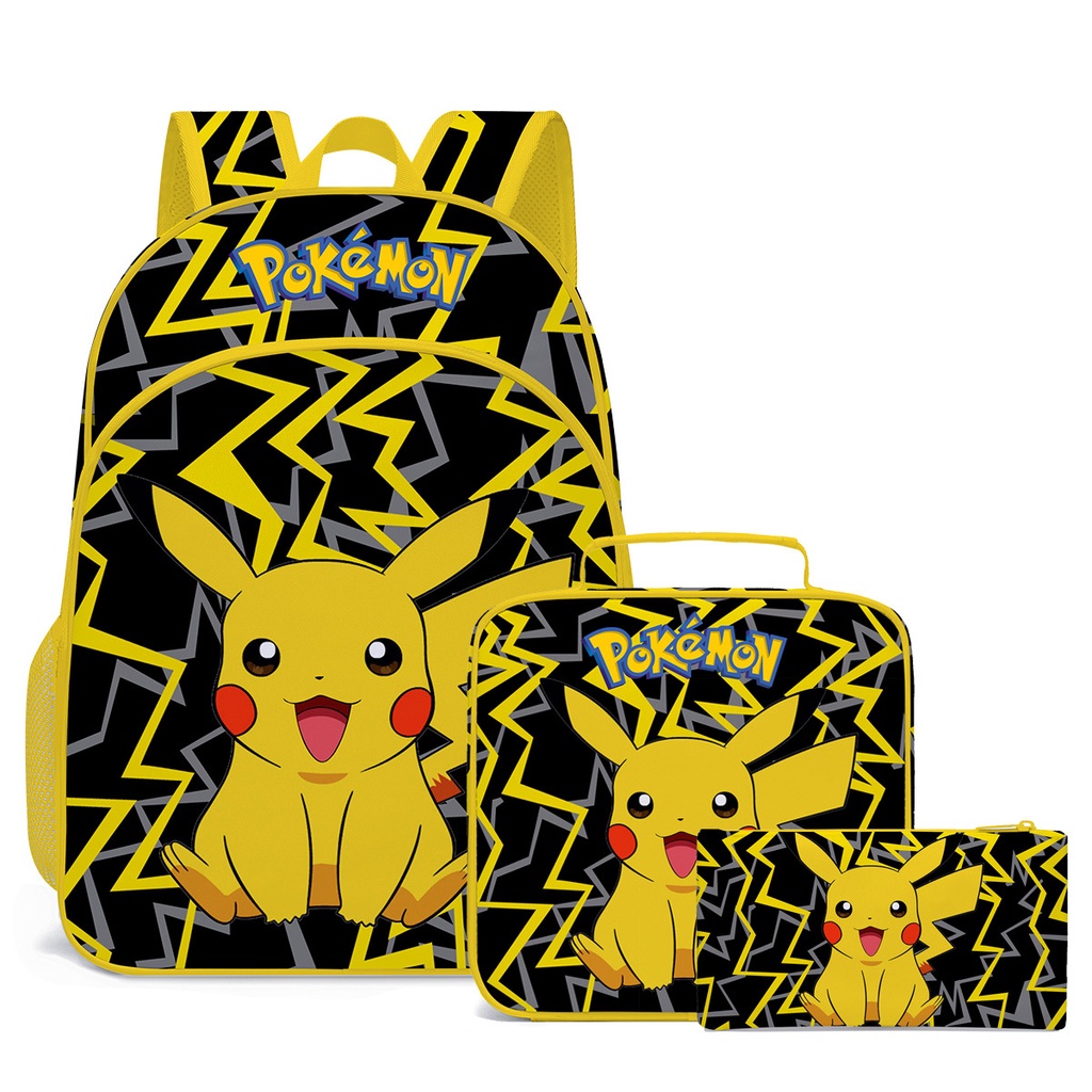 Set Balo Đi Học In Hình Pikachu Pokemon