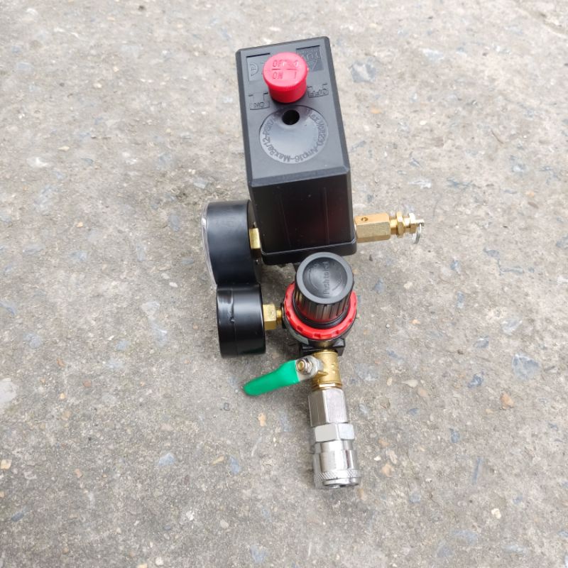 Bộ rơ le máy nén khí có đồng hồ và van khóa van xả điều áp