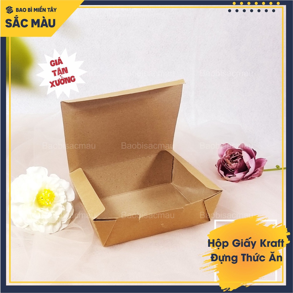 20 Hộp giấy kraft nắp ngang đựng salad, thực phẩm