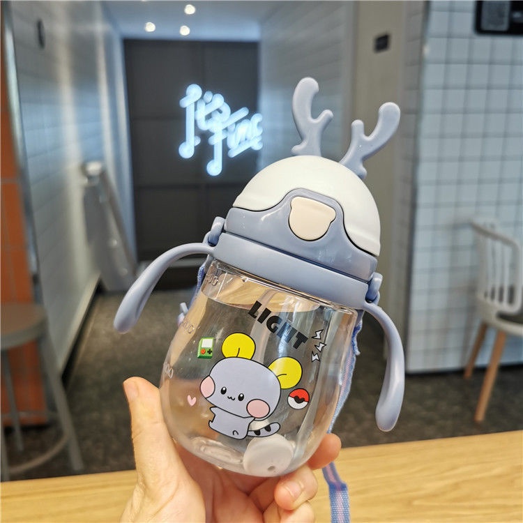 Bình Nước, Bình Tập Uống Nước Cho Bé Hình Con Hưu Bình Nước Cho Bé Có Ống Hút Và Dây Đeo Đi Học BN05
