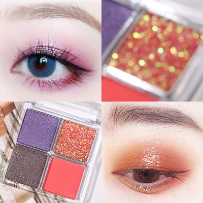 (Bán Buôn Sỉ)Bảng Phấn Mắt Nhũ 4 Ô Lameila Pumpkin Wine Red Cool Barbie