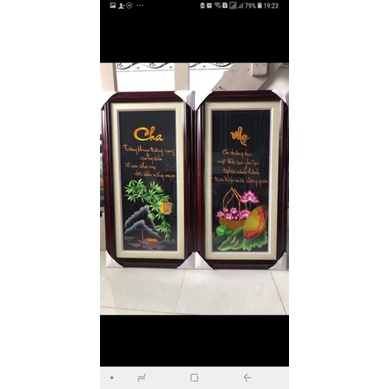 Tranh cha mẹ thêu sẵn chưa khung