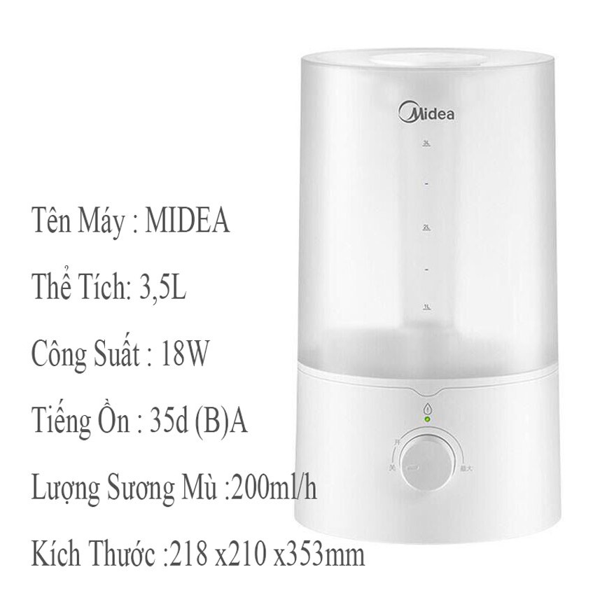 Máy Phun Sương MIDEA  3,5L- SC-3E40, Máy Tạo Ẩm - Lọc Không Khí , Máy Khuếch Tán Tinh Dầu , Xông Hơi Công Suất Lớn Đ1