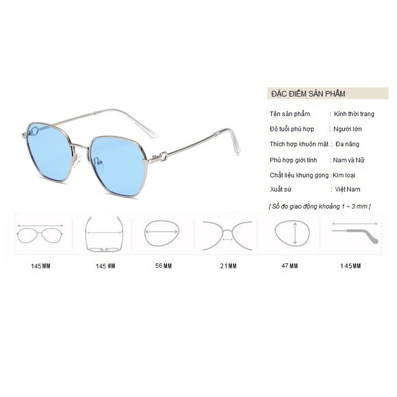 Kính Râm Kính Mát Nam Nữ Mắt Màu Đen, Vàng, Xanh Dương, Tráng Gương Bạc Gọng Kim Loại VIền Dày - BLUE LIGHT SHOP | BigBuy360 - bigbuy360.vn