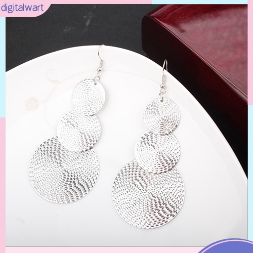 Cặp khuyên dáng dài thiết kế hình 3 vòng tròn to dần đều sang trọng cá tính dành cho nữ