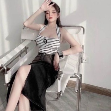 Áo yếm Mod Ngực Chòng Cổ SỌC thêu logo xịn