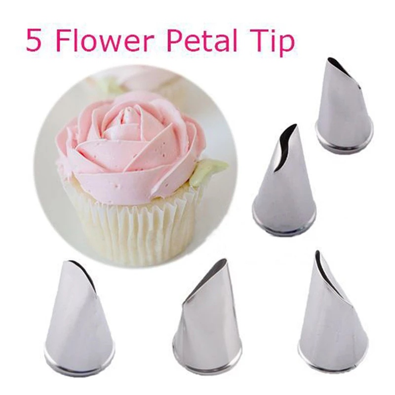 Set 5 đui bắt bông kem trang trí bánh bằng thép không gỉ