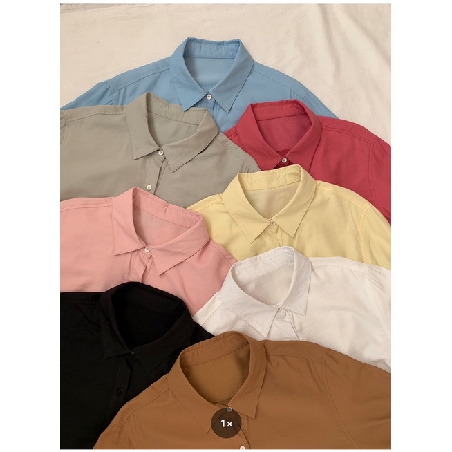 40921 Áo Sơ Mi Dài Tay Màu Trơn Hợp Thời Trang Cho Nữ