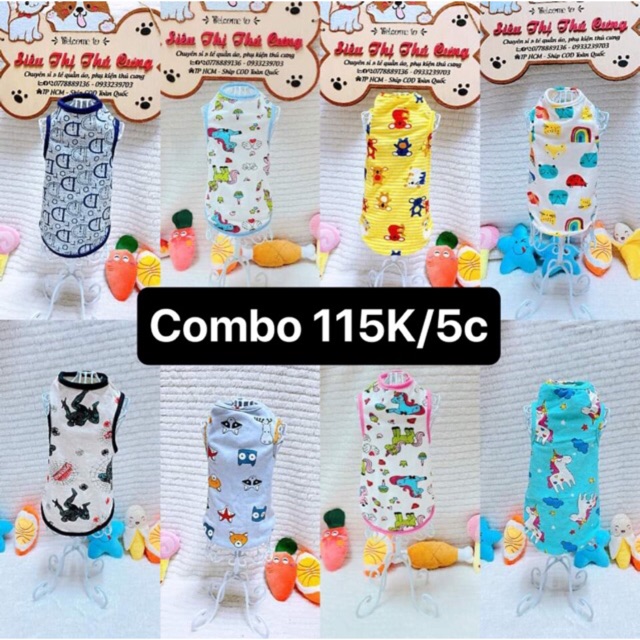 ‼️COMBO 5 ÁO BA LỖ ĐẸP‼️cho thú cưng vải siêu đẹp