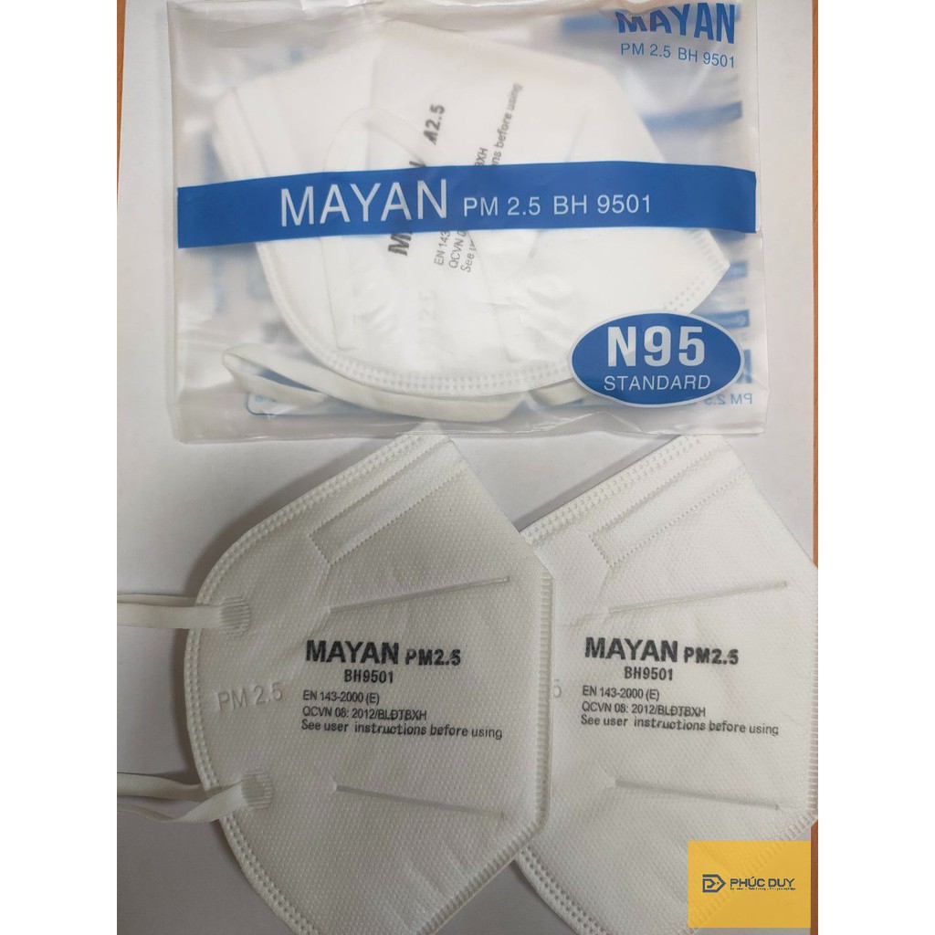 Khẩu Trang Mayan BH9501 Chuẩn N95 Ngăn Vi Khuẩn 99%, Lọc Bụi 95% PM2.5 - 2 CÁI