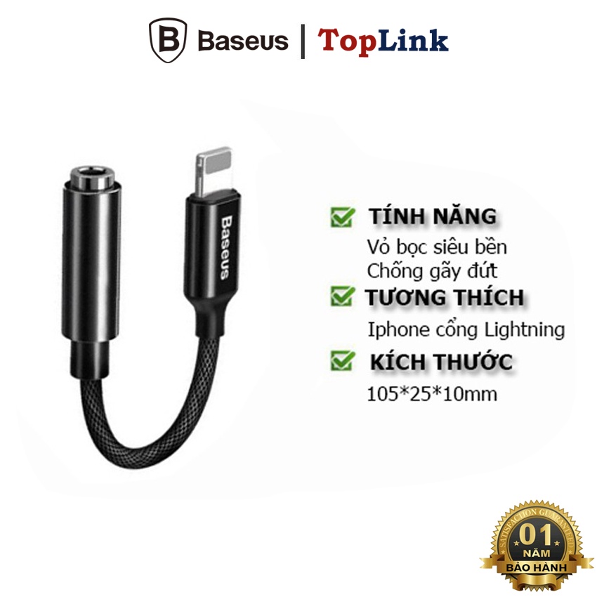 Cáp Âm Thanh Lightning To Jack AUX 3.5 Mm Baseus