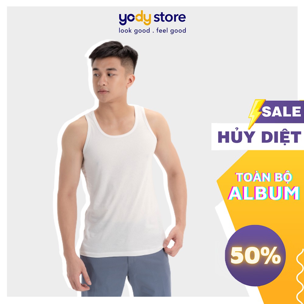 Áo ba lỗ nam cotton YODY thiết kế đơn giản, khoẻ khoắn, năng động thông thoáng co dãn tốt - BLM3001