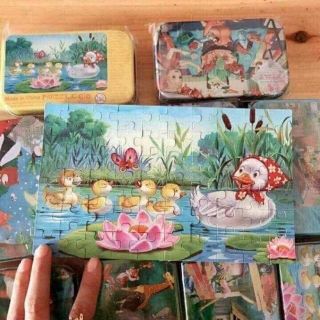 Bộ xếp hình 60 miếng hộp sắt
