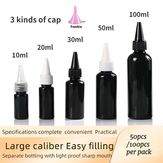 Set 50/100 Chai Nhựa Nhỏ Giọt 10ml 20ml 30ml 50ml 100ml Màu Đen Tiện Dụng