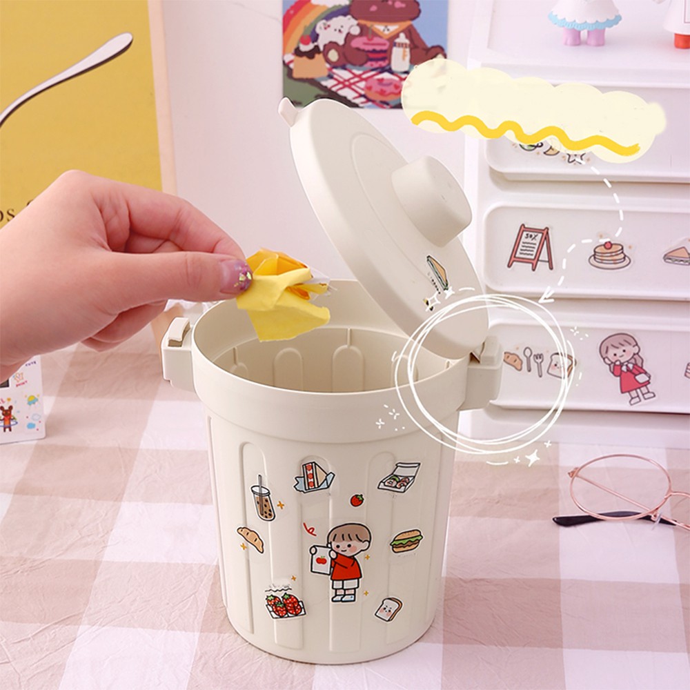 Thùng rác mini , hộp đựng , chiếc xô có nắp màu sắc trang nhã đa năng ♥️ URI DECOR ♥