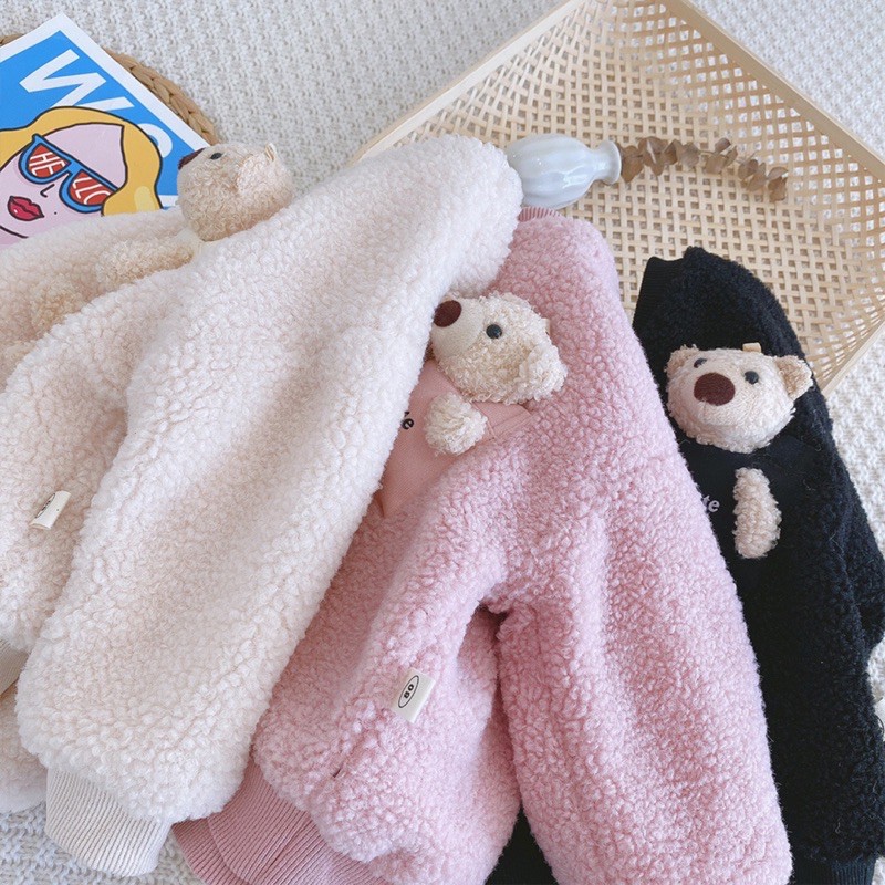 áo len lông lót nỉ đại hàn kèm chú gấu cực ấm mùa đông cho bé 1-6 tuổi ms12220033
