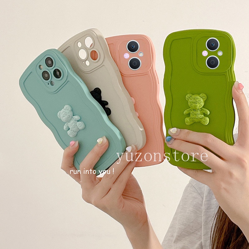 Ốp Điện Thoại Silicon Mềm Chống Thấm Nước Màu Macaron Họa Tiết Gấu 2022 Cho OPPO Reno8 Z 8 Pro Reno7 Z Pro A77 5G