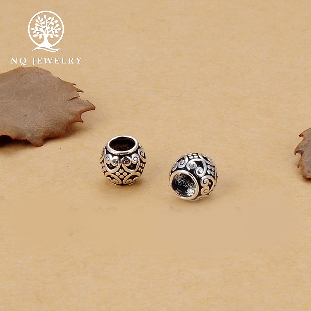 Charm bạc chặn hạt họa tiết hoa văn - NQ Jewelry