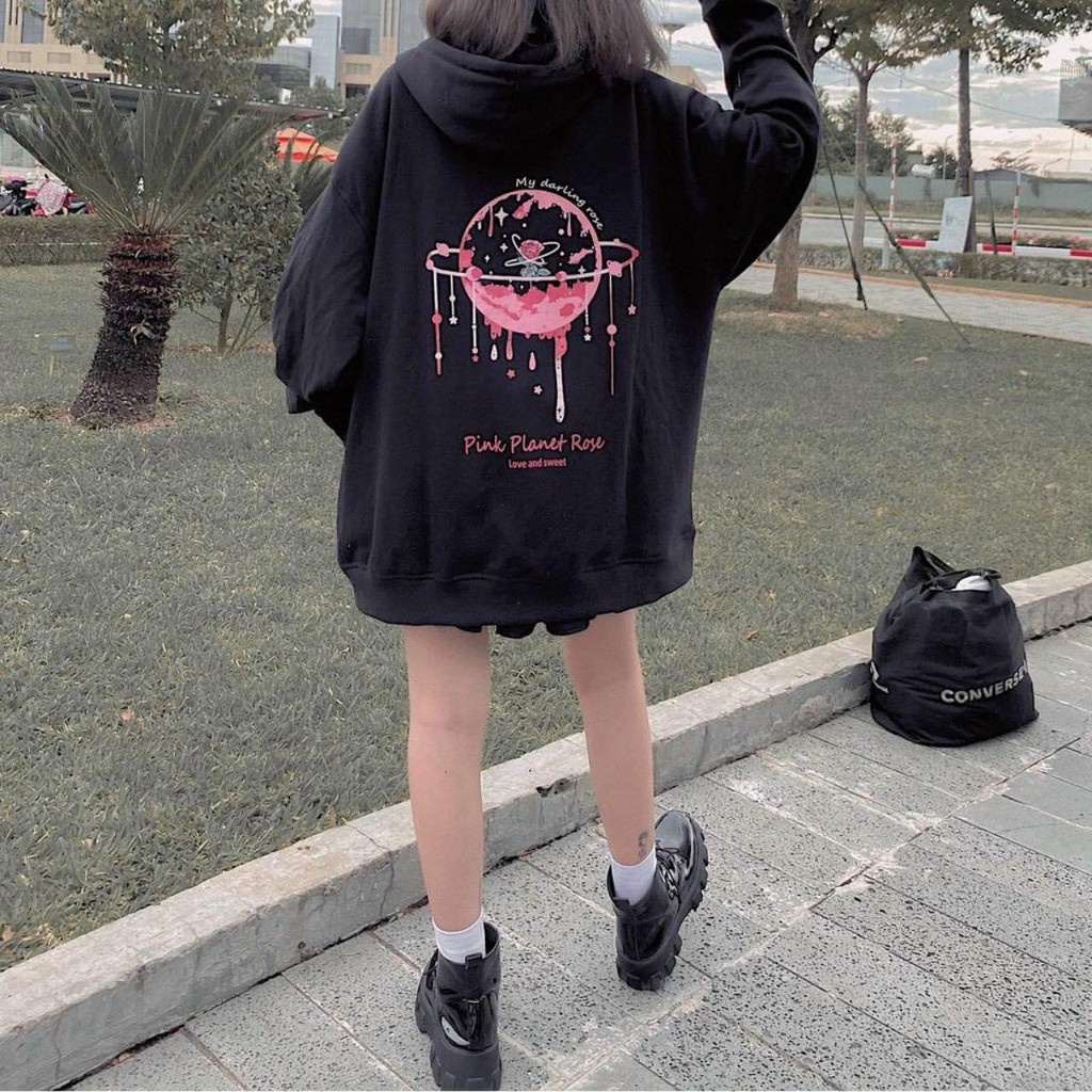 Áo khoác nỉ Hoodie PINK PLANTE ROSE Dây Kéo form rộng áo nỉ bông nữ Unisex - Life Unisex