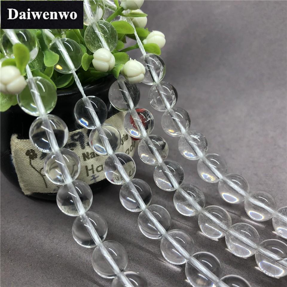 Chuỗi Hạt Đá Thạch Anh Trắng Tự Nhiên 2A 4-12mm Dùng Làm Trang Sức Diy