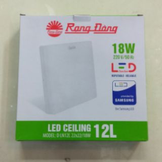 Ốp trần vuông 18w rạng đông,đèn ốp trần vuông,đèn gắn trần chính hãng