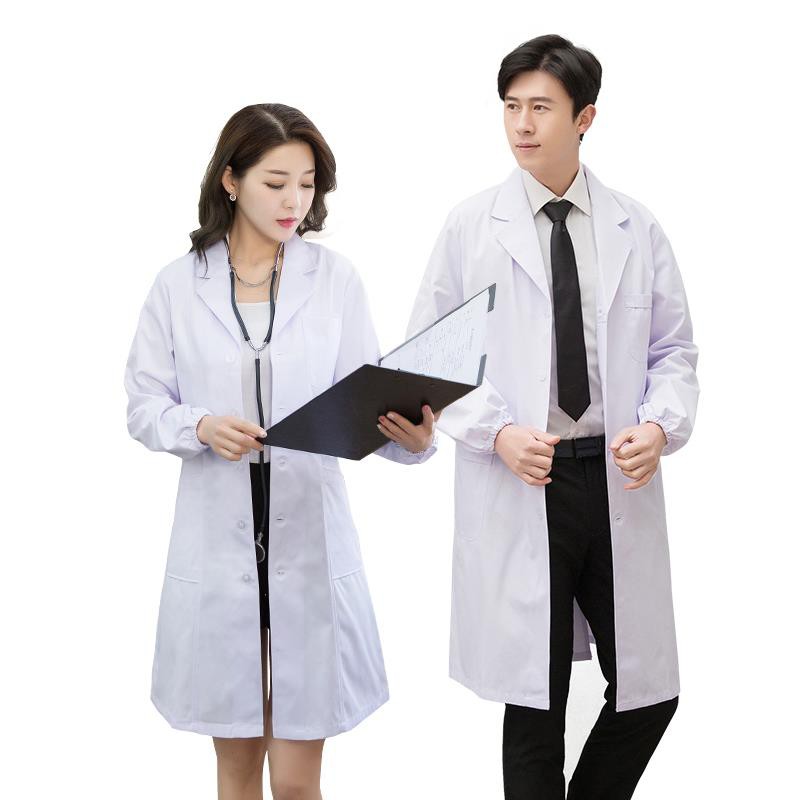 Good White Gown Long Sleeve Doctor Clothing Women Elastic Cuff