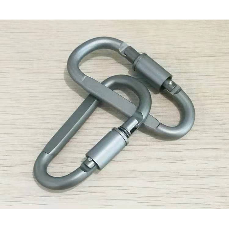 Sẵn SL-Móc Đa Năng Móc Khóa Nhôm Đi Phượt Carabiner Chữ D Khoá Xoay 8cm