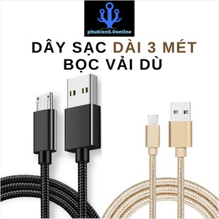 Dây Sạc Cao Cấp Dài 3 Mét Bọc Vải Dù Chống Đứt Gãy Dành Cho IPhone - Samsung
