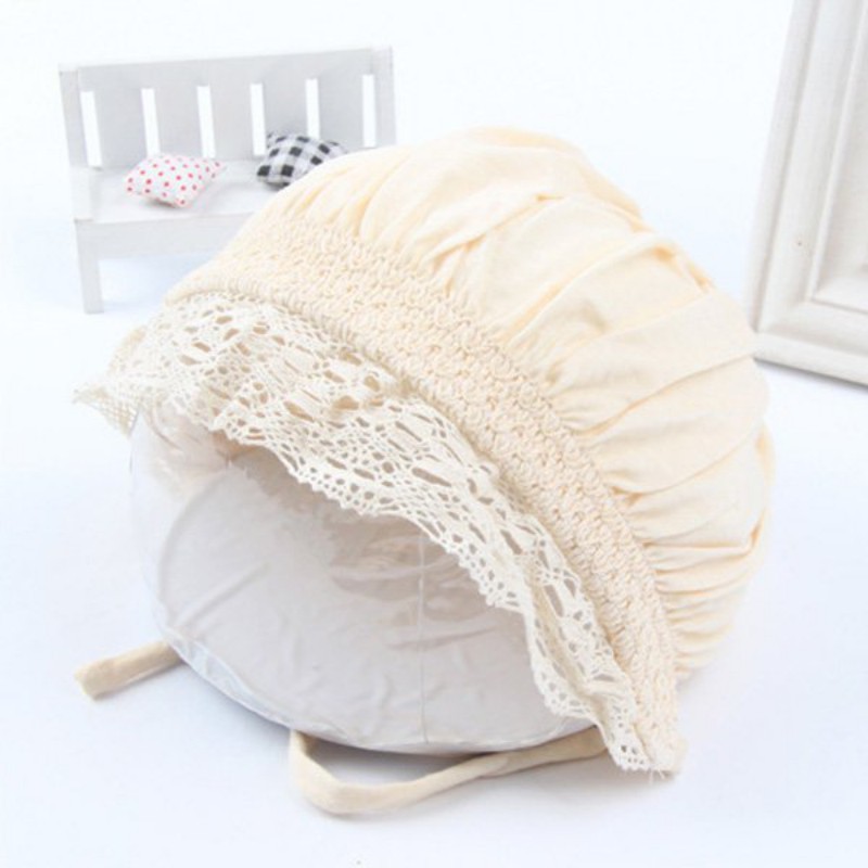 Mũ cotton dây rút xinh xắn cho bé 0 - 8 tháng tuổi