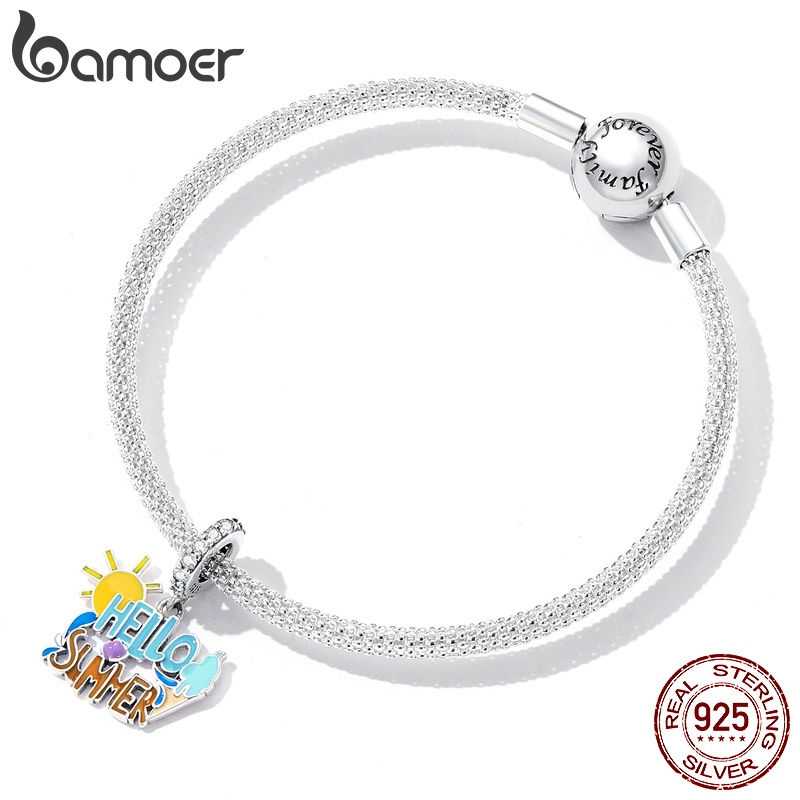 Mặt phụ kiện BAMOER SCC2222 bằng bạc 925 hình chữ Hello