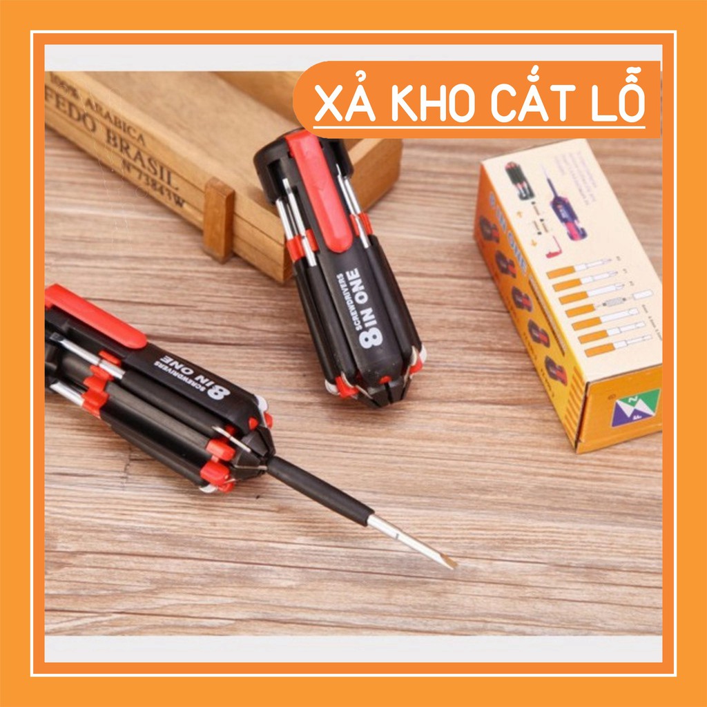 Xả Kho - BỘ TUA VÍT ĐA NĂNG VẶN ỐC VÍT 8 TRONG 1 CÓ ĐÈN LED MULTIFUNCTION SCREWDRIVER LED LIGHTING