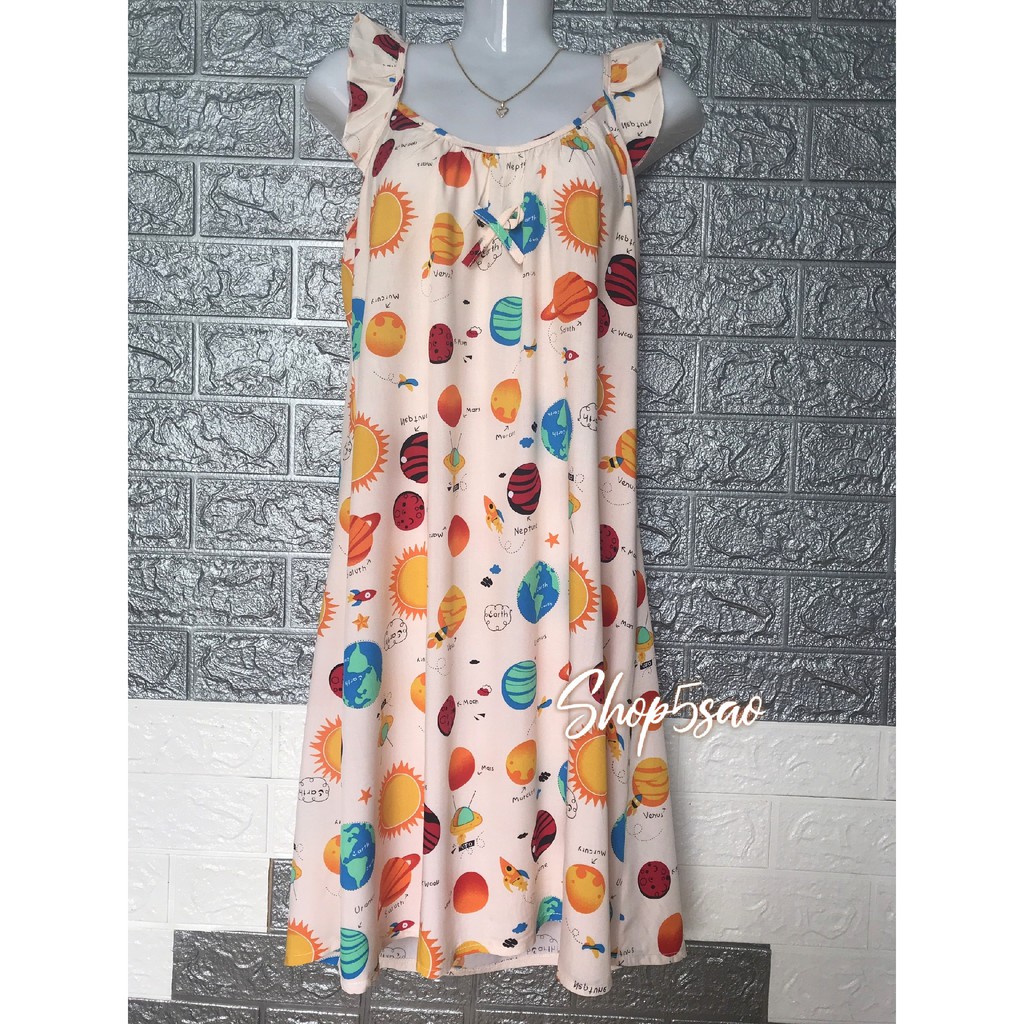 Váy lanh - Đầm tole mặc nhà SHOP5SAO hai dây siêu xinh (45-68kg)