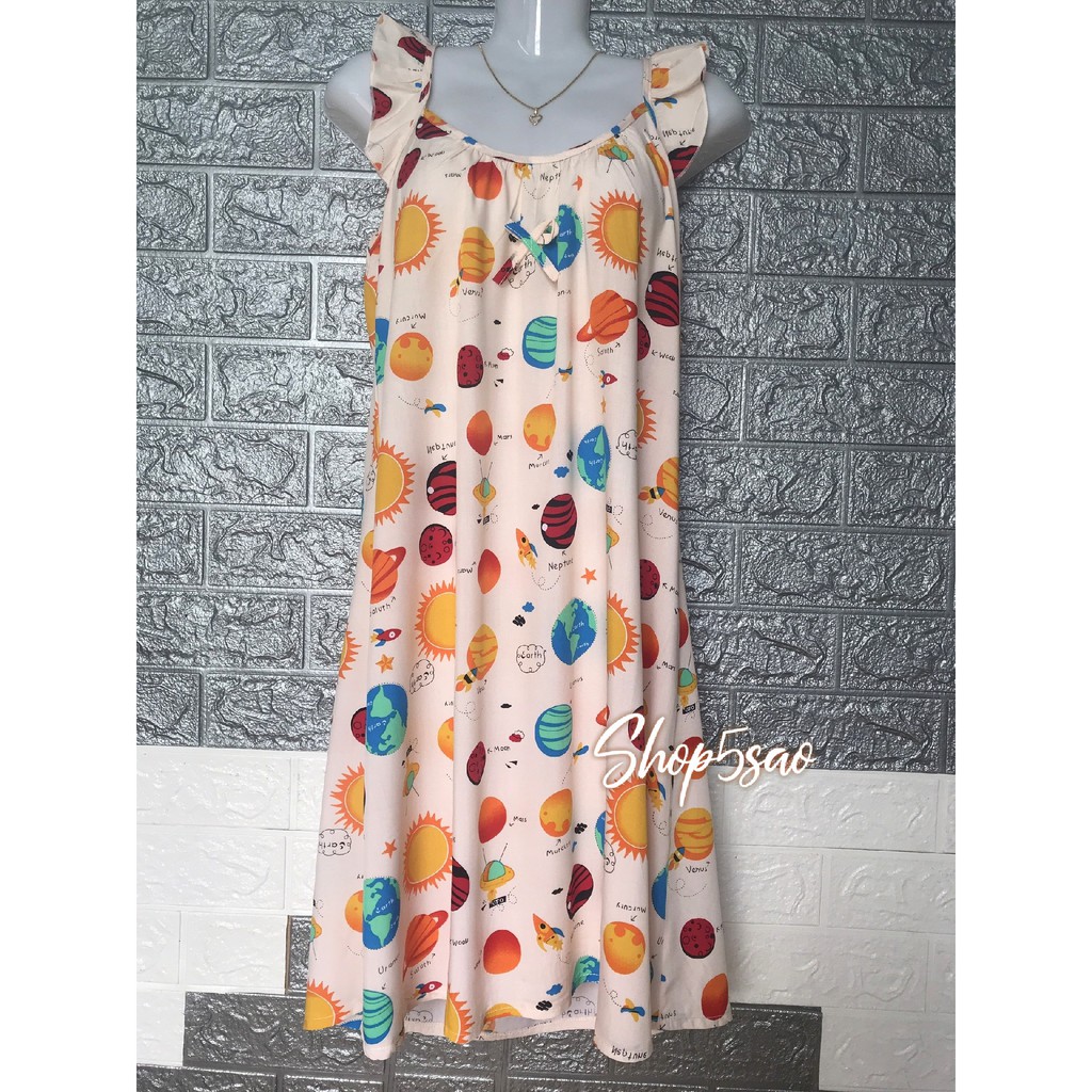Váy lanh - Đầm ngủ mặc nhà lanh (tole) SHOP5SAO hai dây siêu xinh (45-68kg)