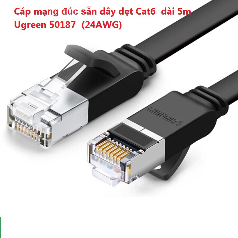 Cáp mạng đúc sẵn dây dẹt Cat6 dài 5m Ugreen 50187