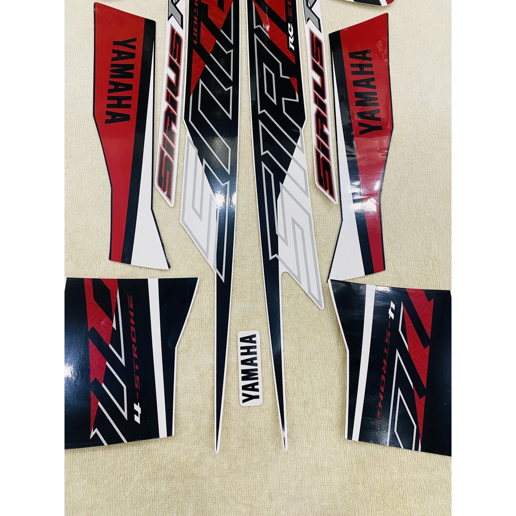Nguyên bộ tem rời 3 lớp zin thái dán xe máy Yamaha Sirius đời 2020 2021 màu trắng siêu sắc nét