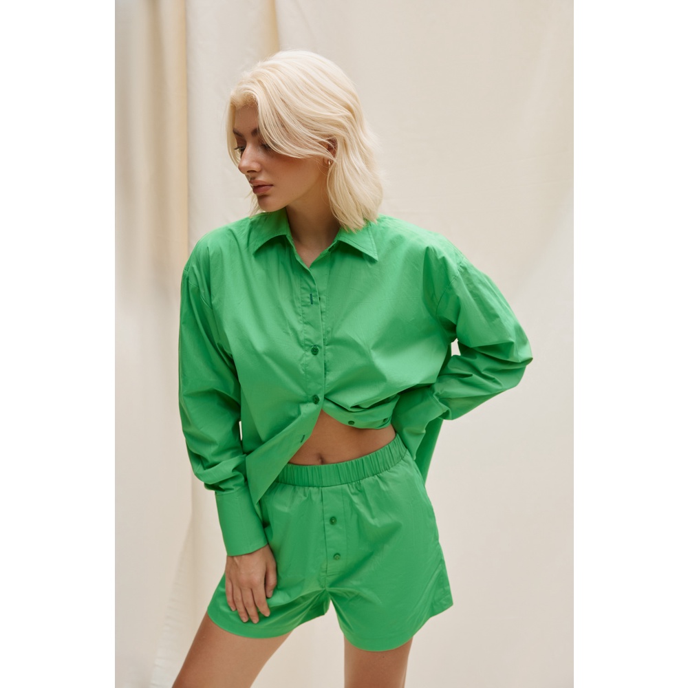 DAPHALE - Áo Sơ Mi Tay Dài Phom Rộng Vạt Bầu Poplin Jorja