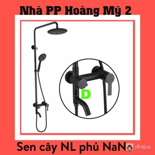 Sen cây tắm nóng lạnh Inox 304 phủ nano đen - Thân sen tròn lệch