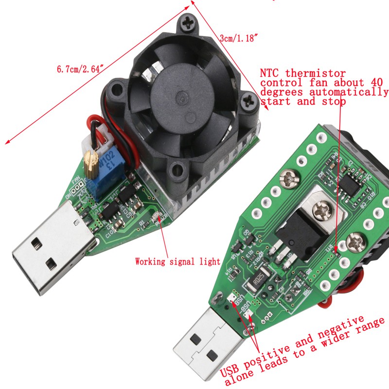 Bộ xả tải điện tử có thể điều chỉnh DC 3.7 ~ 13V USB 15W