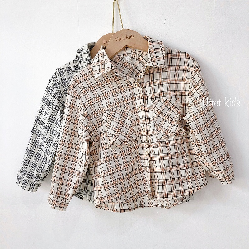 [Ảnh thật] QUẦN ÁO TRẺ EM HÀN QUỐC - SƠ MI CARO HQ 017