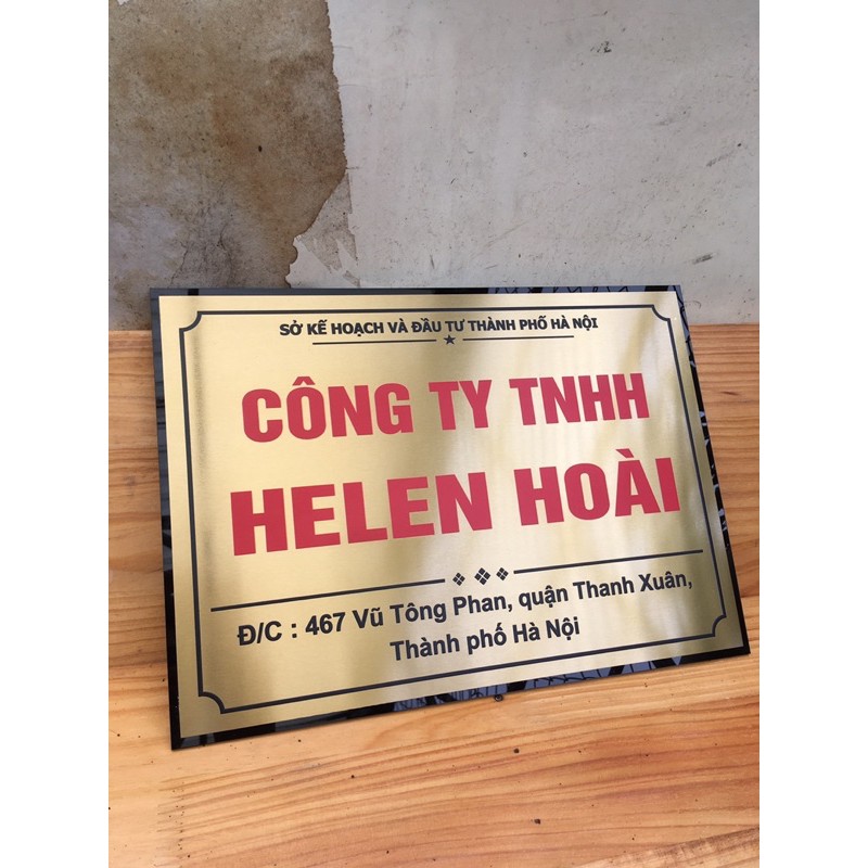 BIỂN CÔNG TY BẰNG INOX ĐẾ MICA GIÁ RẺ TẠI HÀ NỘI