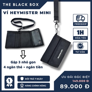 Ví Ngắn Unisex Nam Nữ Gập 3 Mini Có Dây Đeo Cổ, Bóp Phong Cách Trẻ Trung, Nhỏ Gọn Tiện Dụng GenZ - The Black Box
