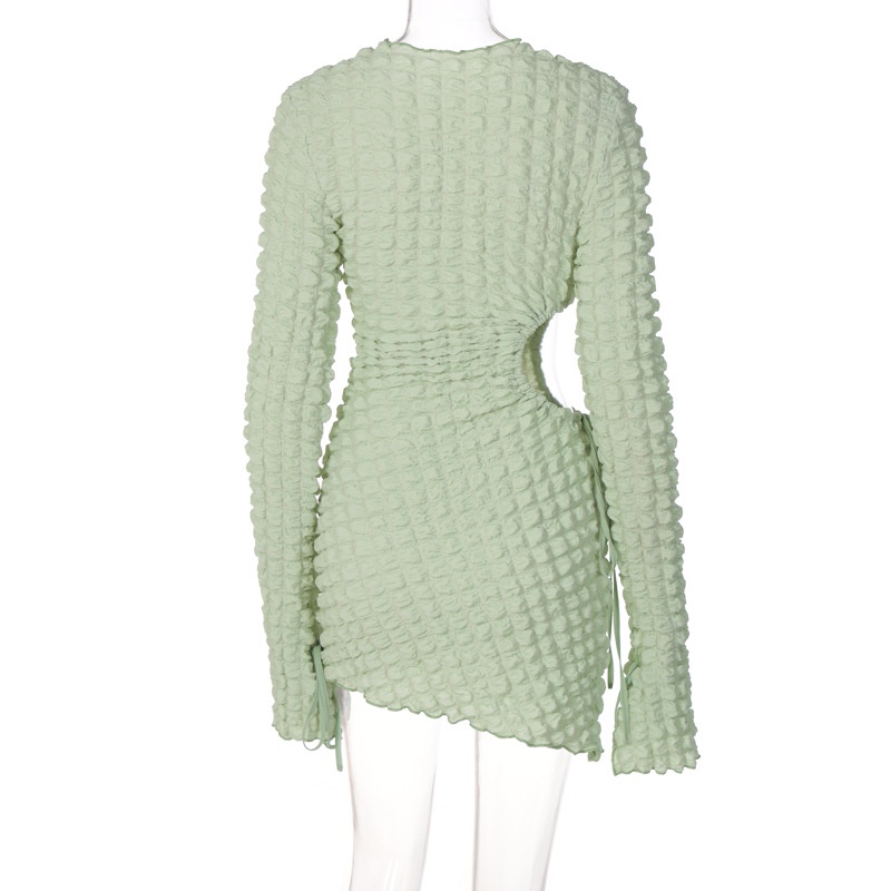 Đầm Tay Dài Cổ Tròn Thiết Kế Thắt Eo Thời Trang Thanh Lịch Cho Nữ