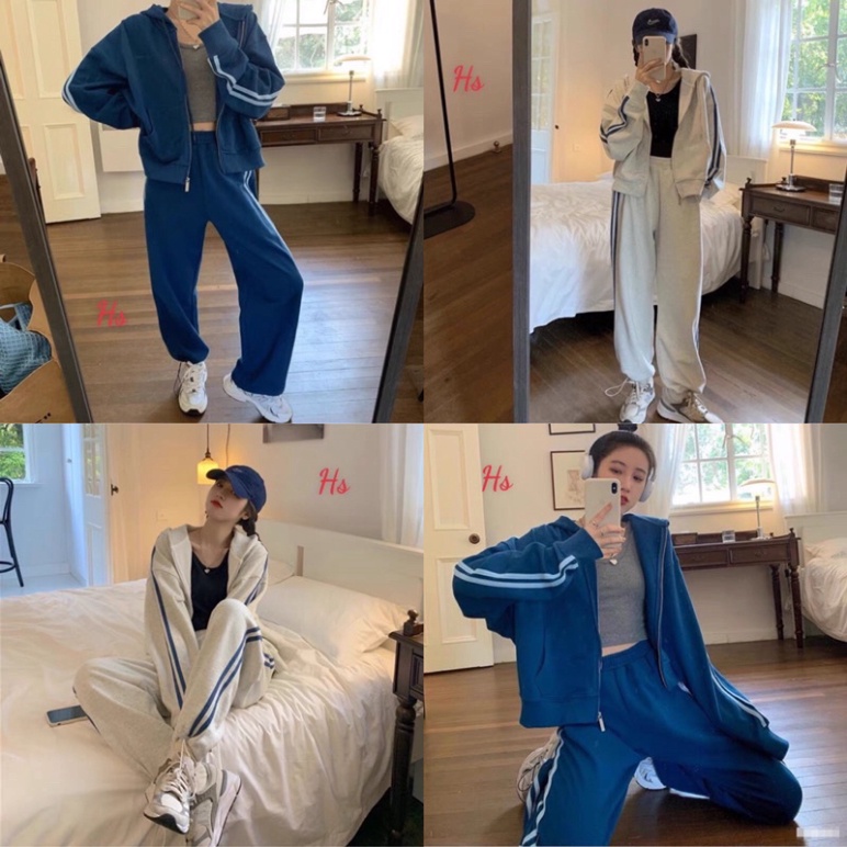 (Rẻ) Set Bộ Thể Thao ULZZANG - SET THỂ THAO SỌC UNISEX (ảnh thật)