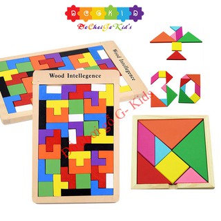 Combo Đồ Chơi Xếp Hình tTris Uẩn Thông Minh Cao Cấp, Tetris Xếp Gạch Ghép Hình Gỗ Pitomio Montessori