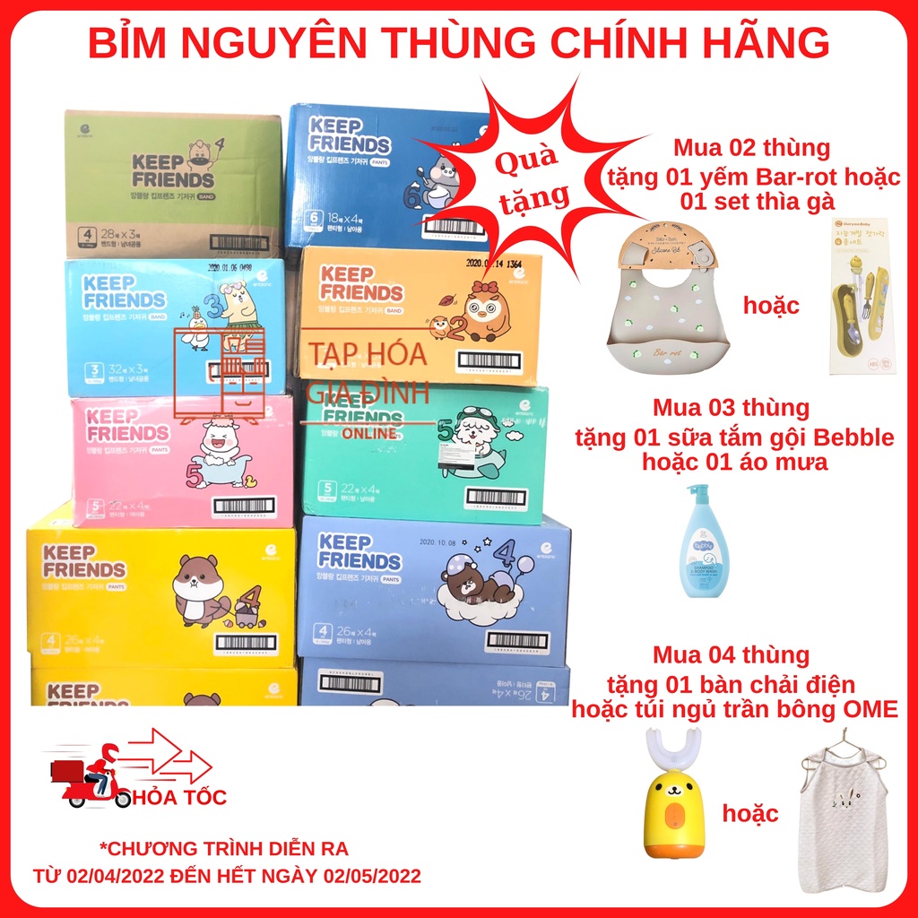 Thùng bỉm KEEP FRIEND Hàn Quốc đủ size dán/quần S40,M32,L28 miếng