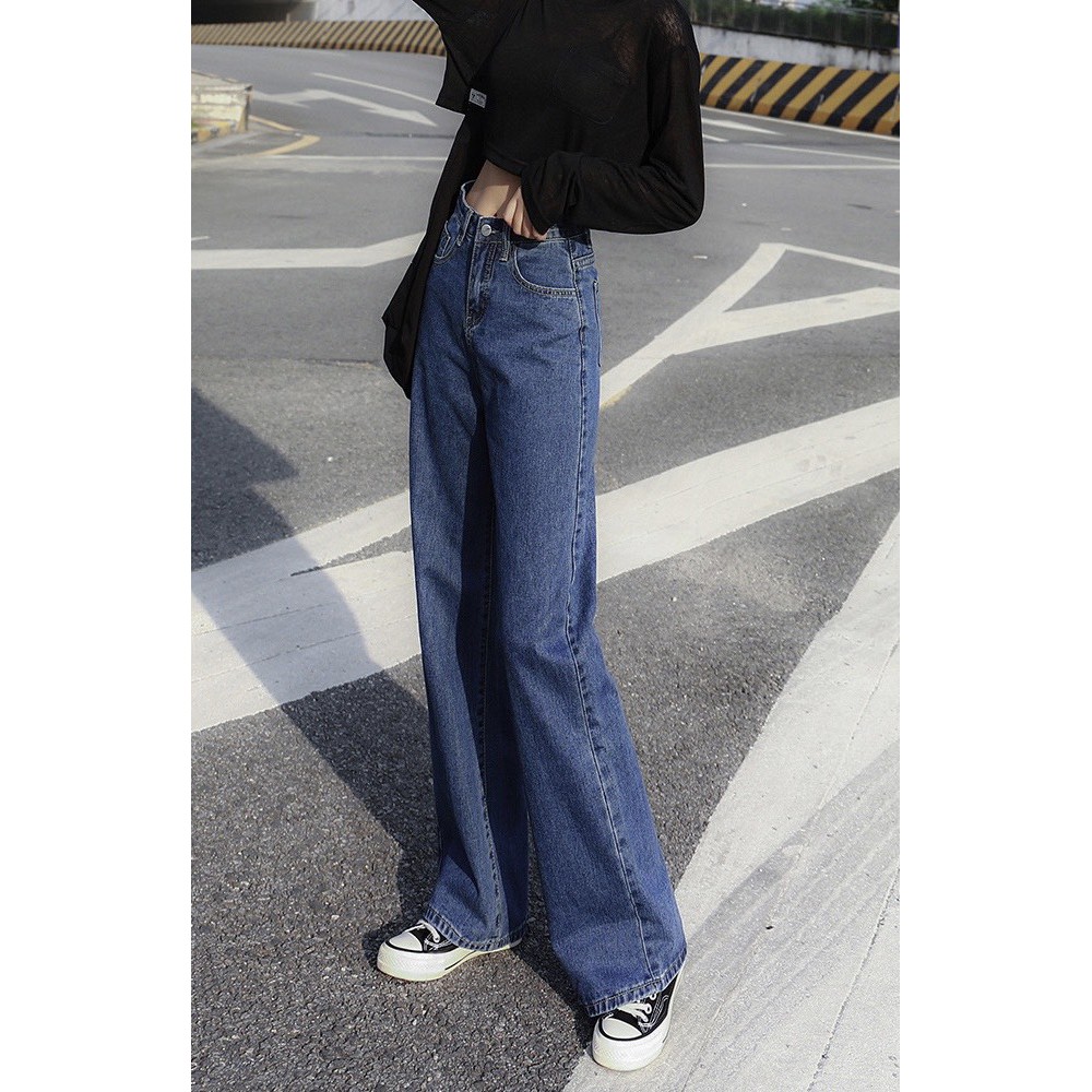 Quần jean baggy suông ống rộng BIG SIZE phom rộng to dài cực đẹp màu xanh đậm 3541 MLJ