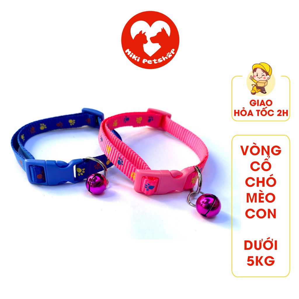 Vòng Cổ Chó Mèo Con Hình Bàn Chân Kèm Chuông Dưới 5Kg Miki Petshop