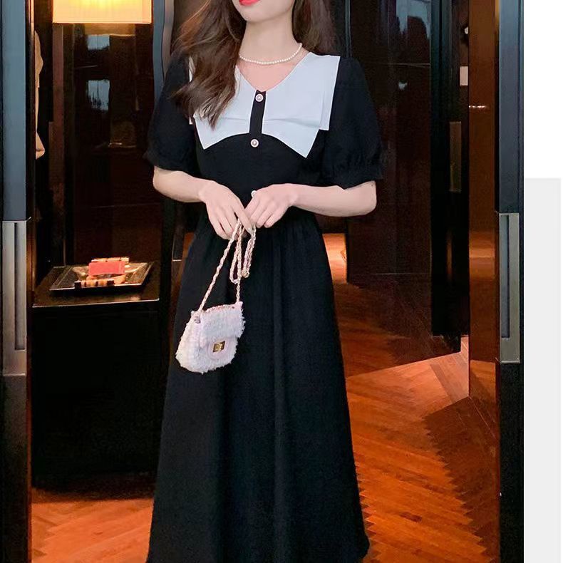 Đầm Midi Chữ A Mùa Hè Phong Cách Retro Kiểu Pháp Thanh Lịch Hàng Mới